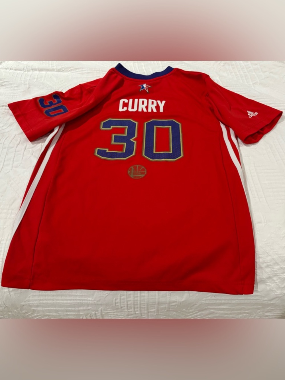 Addidas Curry Red and Purple V-Neck Athletic Jersey. West- 30 on arm